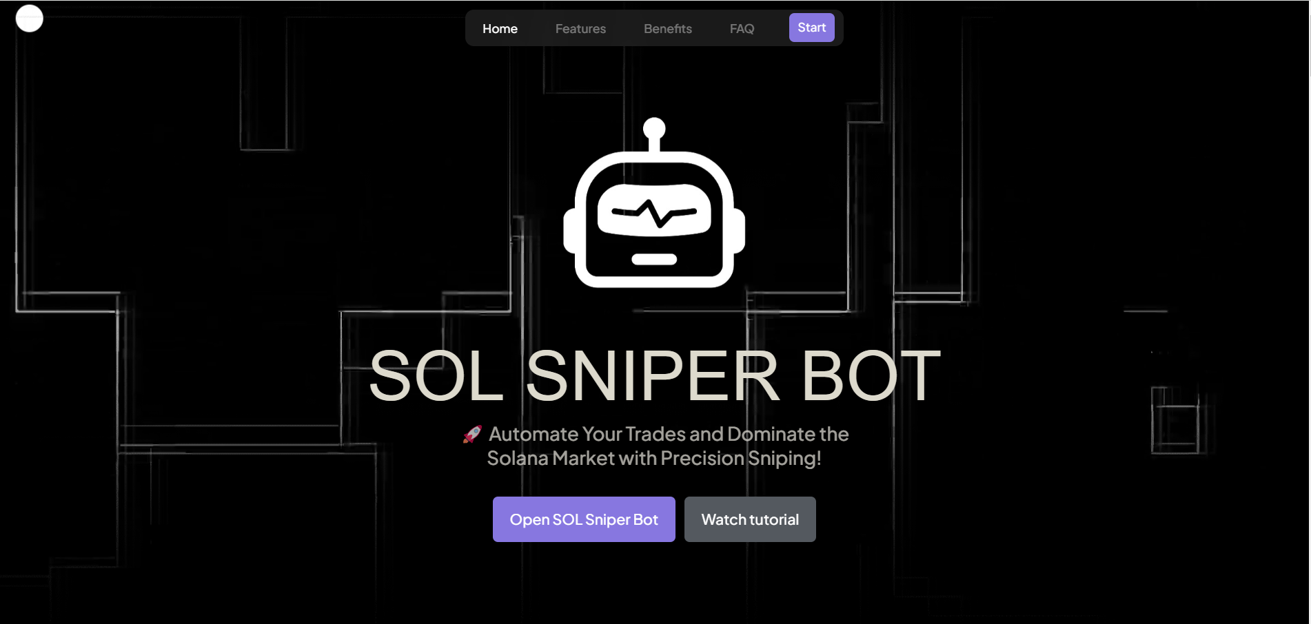 Sol Sniper Bot main page